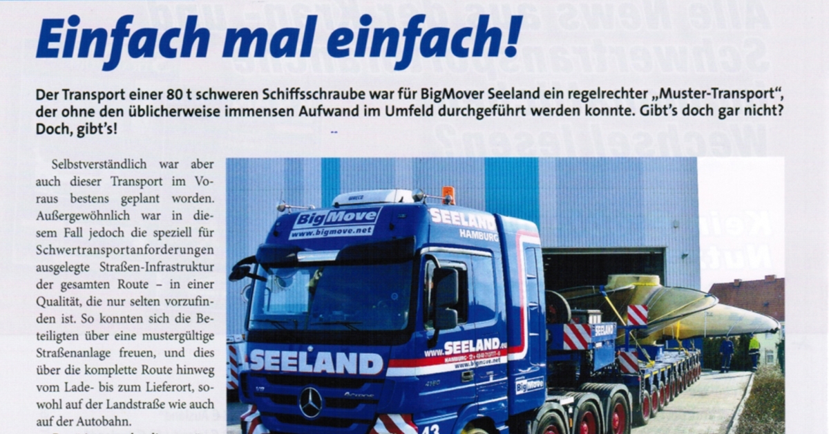 Zeitungsartikel Schwertransport